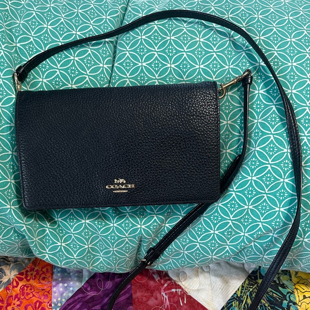 Pebbled leather Anna foldover clutch